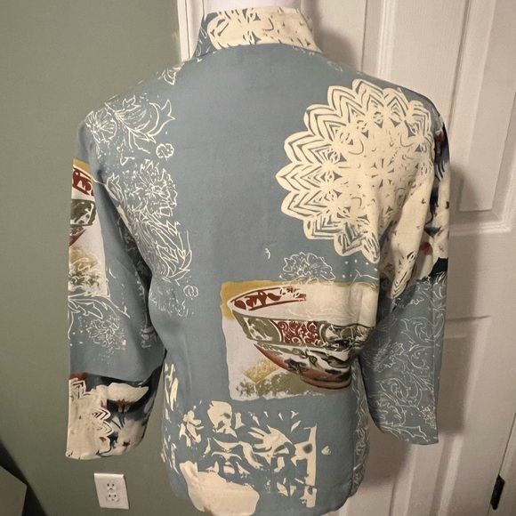 Aris A Silk Asian Kimono Inspired Jacket - Picture 6 of 14